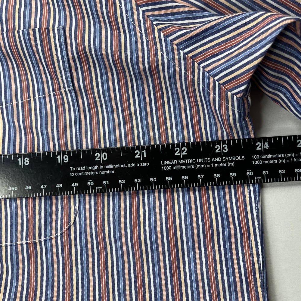 Jos. A. Bank Shirt Traveler's Collection Mens L Blue Red Striped Cotton Tailored - Picture 8 of 8